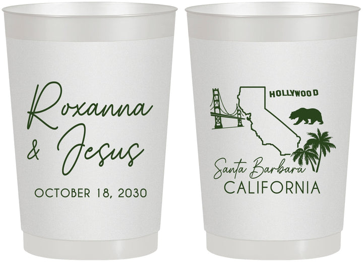 Personalized Wedding 22 oz Frosted Cups - California | 154