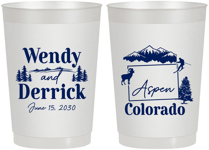Personalized Wedding 22 oz Frosted Cups - Colorado | 155