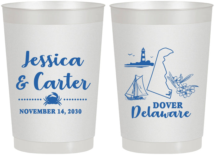 Personalized Wedding 22 oz Frosted Cups - Delaware | 157