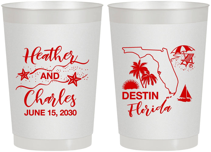 Personalized Wedding 22 oz Frosted Cups - Florida | 158