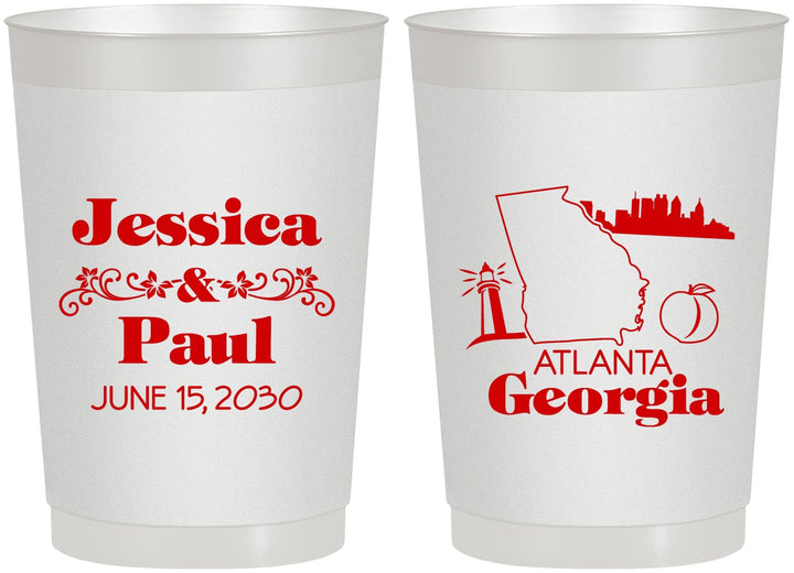 Personalized Wedding 22 oz Frosted Cups - Georgia | 159