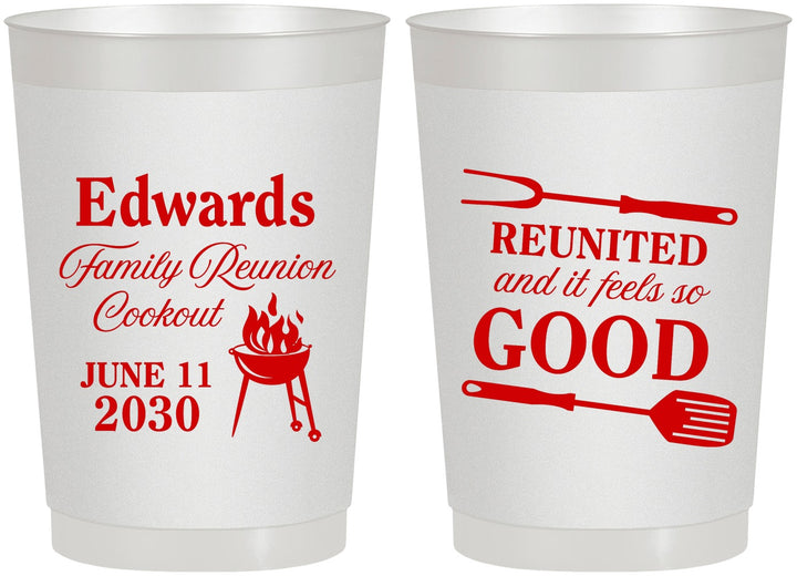 Personalized Family Reunion 22 oz Frosted Cups - Bbq Reunited | 160001