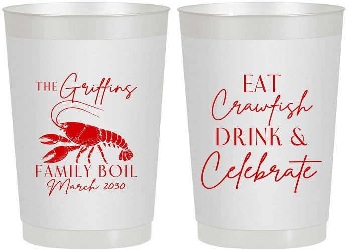 Personalized Family Reunion 22 oz Frosted Cups - Crawfish Boil | 160007