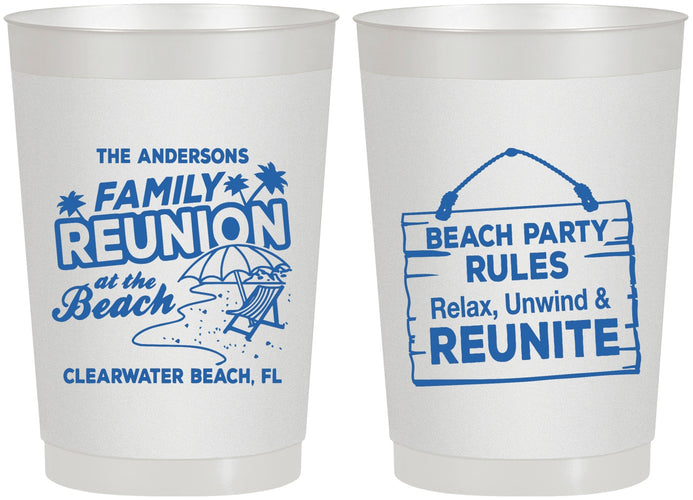 Personalized Family Reunion 22 oz Frosted Cups - Beach Reunite | 160011