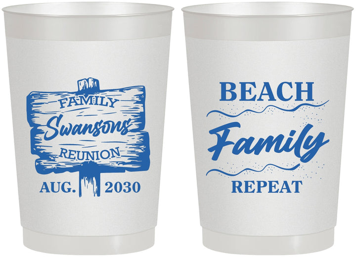 Personalized Family Reunion 22 oz Frosted Cups - Beach Family Repeat | 160013