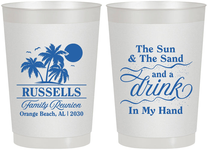 Personalized Family Reunion 22 oz Frosted Cups - Sun Sand Drink Beach | 160015