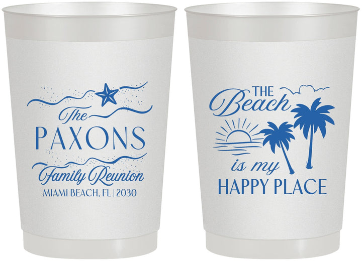 Personalized Family Reunion 22 oz Frosted Cups - Beach Is My Happy Place | 160016