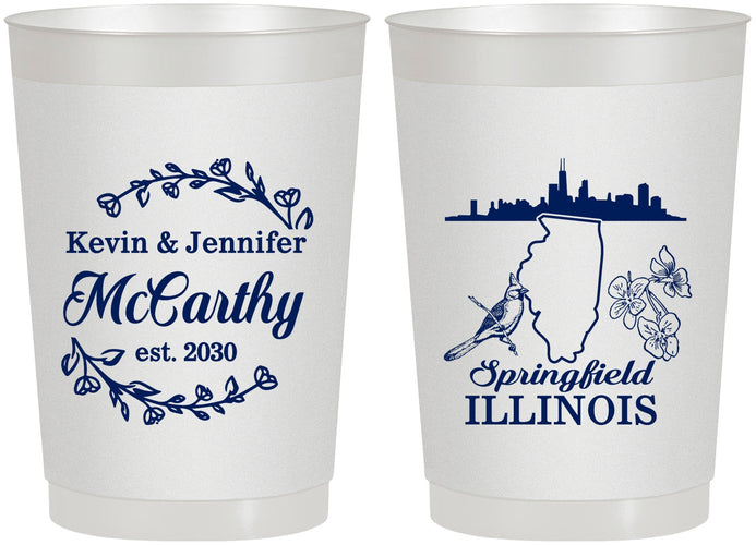Personalized Wedding 22 oz Frosted Cups - Illinois | 162