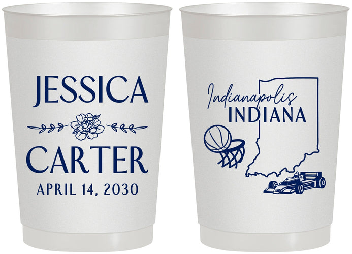 Personalized Wedding 22 oz Frosted Cups - Indiana | 163