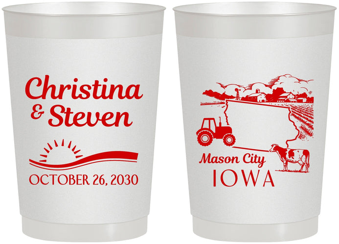 Personalized Wedding 22 oz Frosted Cups - Iowa | 164