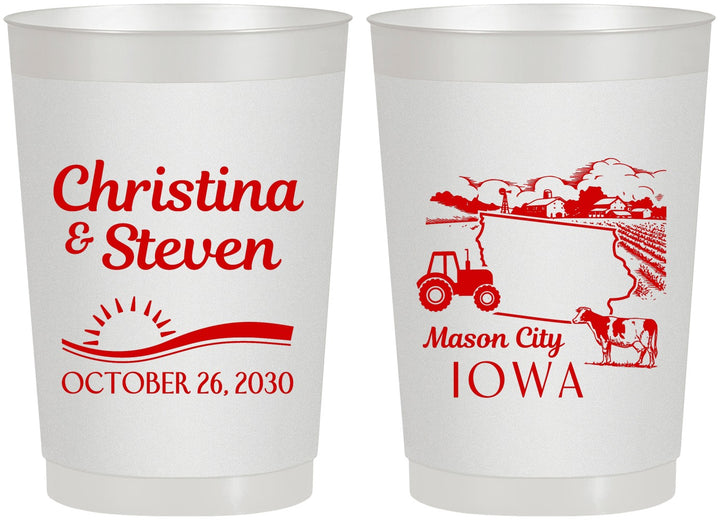 Personalized Wedding 22 oz Frosted Cups - Iowa | 164