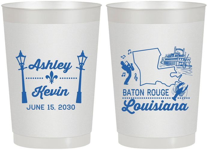 Personalized Wedding 22 oz Frosted Cups - Louisiana | 167