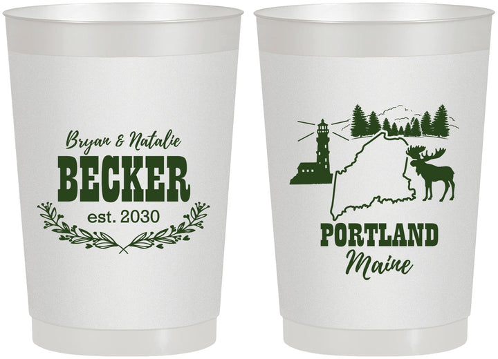Personalized Wedding 22 oz Frosted Cups - Maine | 168