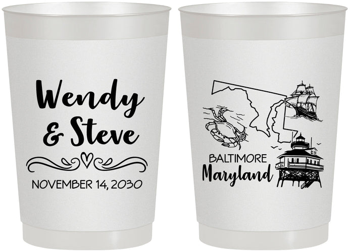 Personalized Wedding 22 oz Frosted Cups - Maryland | 169