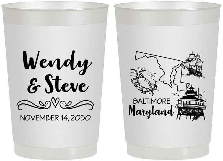 Personalized Wedding 22 oz Frosted Cups - Maryland | 169