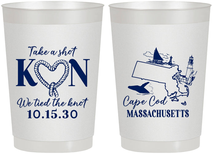 Personalized Wedding 22 oz Frosted Cups - Massachusetts | 170