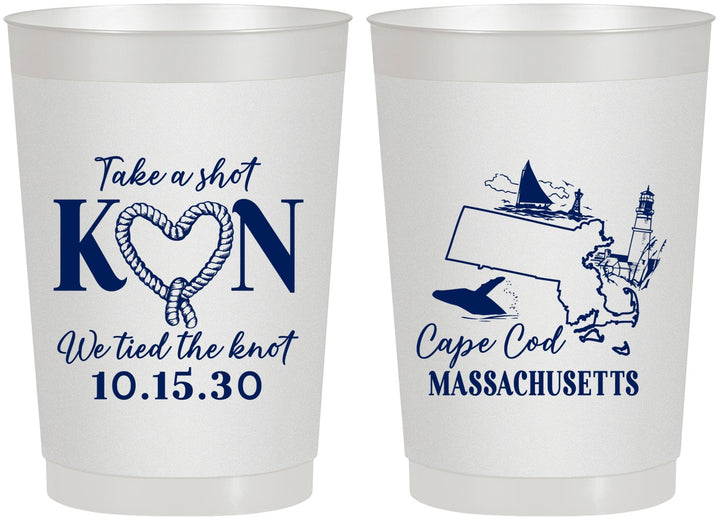 Personalized Wedding 22 oz Frosted Cups - Massachusetts | 170