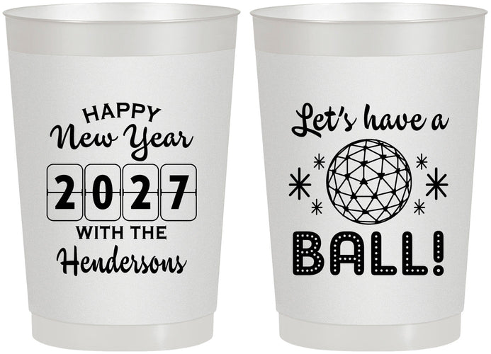 Personalized New Years 22 oz Frosted Cups - 2027 Lets Have A Ball | 170001