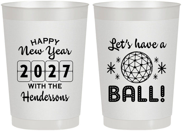 Personalized New Years 22 oz Frosted Cups - 2027 Lets Have A Ball | 170001