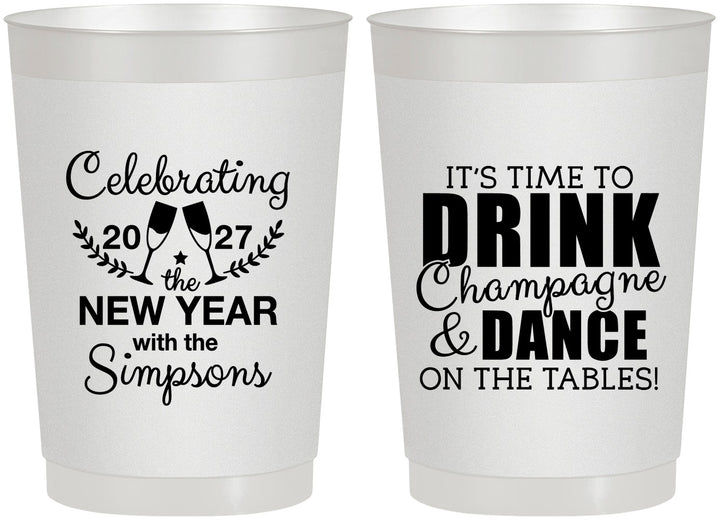 Personalized New Years 22 oz Frosted Cups - 2027 Drink Dance | 170002