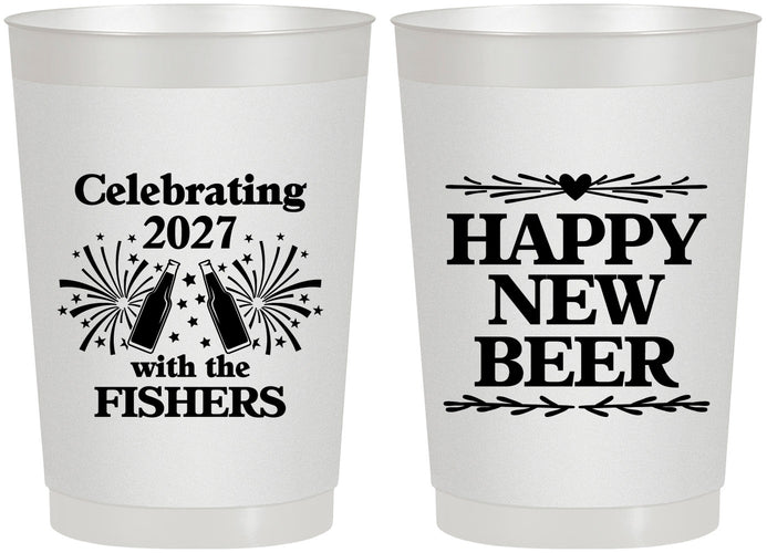 Personalized New Years 22 oz Frosted Cups - 2027 Happy New Beer | 170004