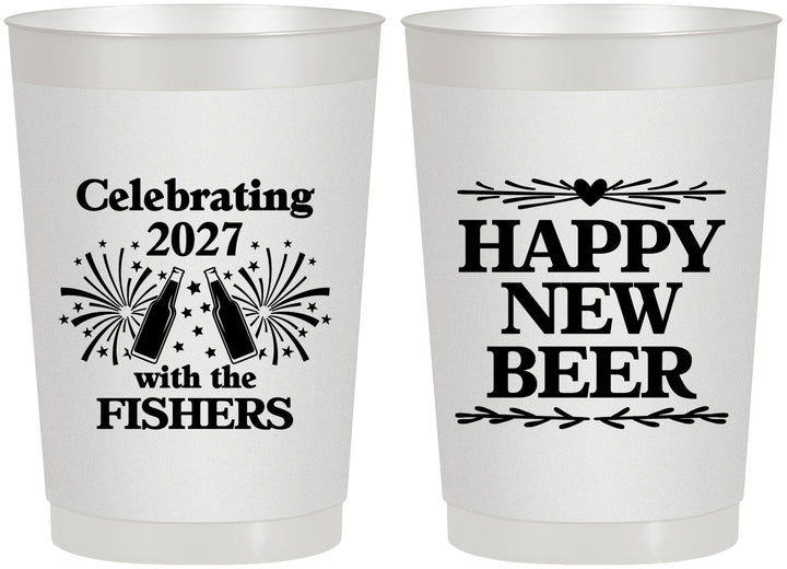 Personalized New Years 22 oz Frosted Cups - 2027 Happy New Beer | 170004