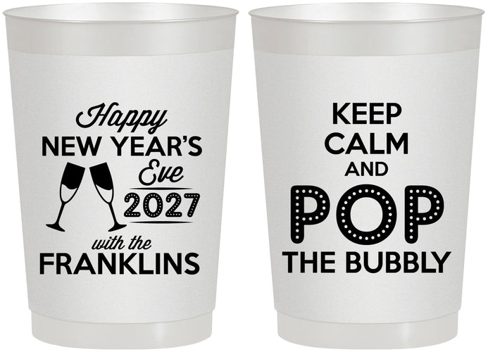 Personalized New Years 22 oz Frosted Cups - 2027 Pop The Bubbly | 170006