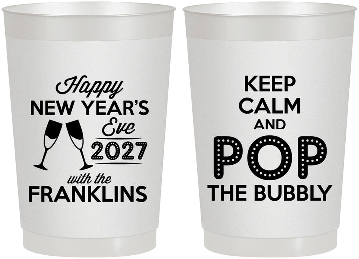 Personalized New Years 22 oz Frosted Cups - 2027 Pop The Bubbly | 170006