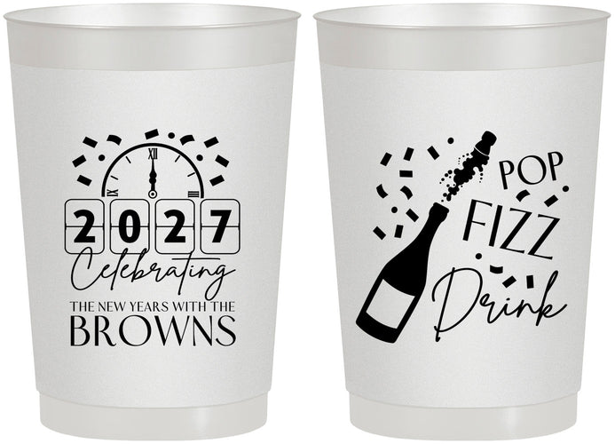 Personalized New Years 22 oz Frosted Cups - 2027 Pop Fizz Drink | 170009