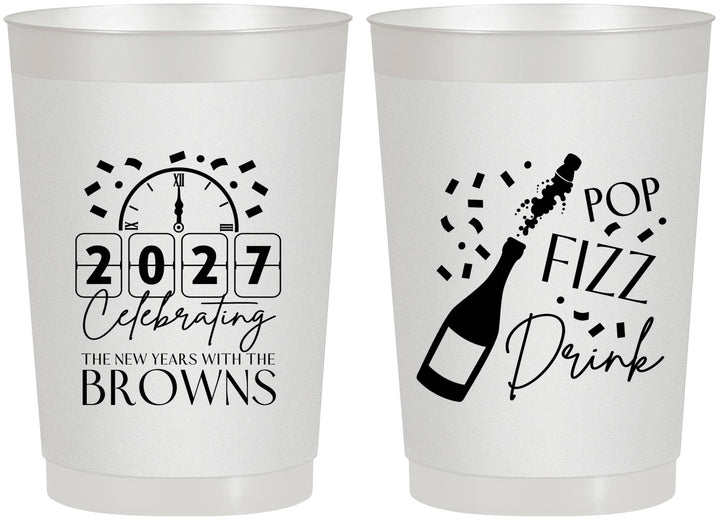 Personalized New Years 22 oz Frosted Cups - 2027 Pop Fizz Drink | 170009