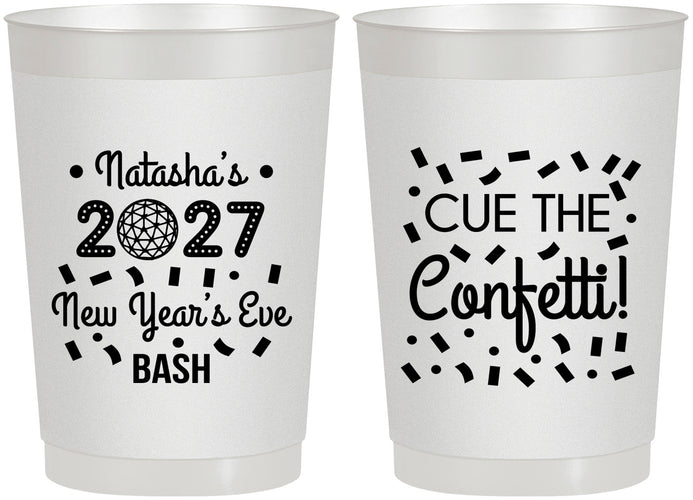 Personalized New Years 22 oz Frosted Cups - 2027 Nye Confetti | 170012