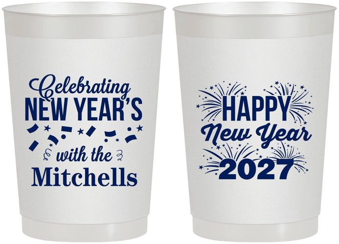 Personalized New Years 22 oz Frosted Cups - 2027 Nye Confetti | 170015