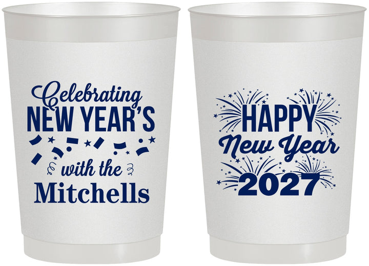 Personalized New Years 22 oz Frosted Cups - 2027 Nye Confetti | 170015