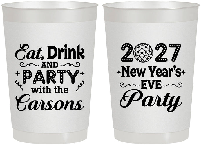Personalized New Years 22 oz Frosted Cups - 2027 Eat Drink Party | 170022