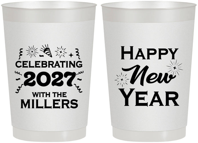 Personalized New Years 22 oz Frosted Cups - 2027 Nye Confetti | 170028