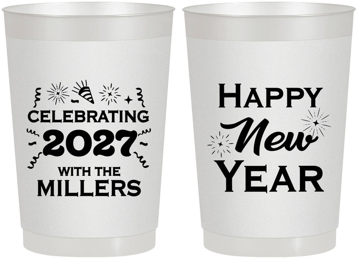 Personalized New Years 22 oz Frosted Cups - 2027 Nye Confetti | 170028
