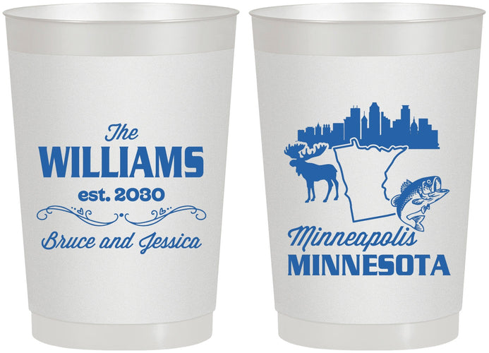 Personalized Wedding 22 oz Frosted Cups - Minnesota | 172