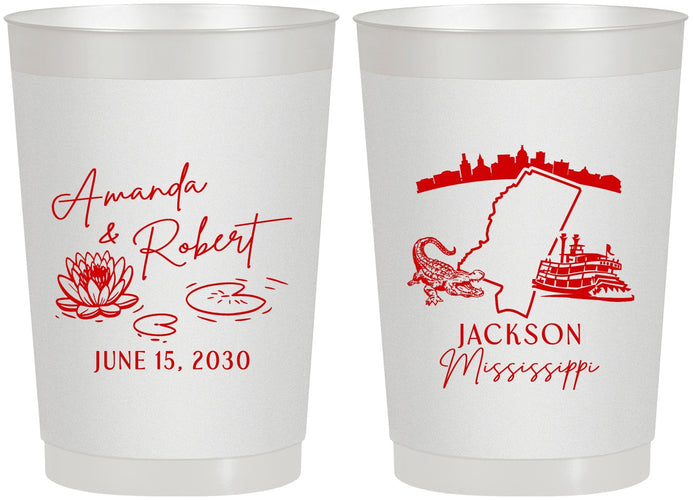 Personalized Wedding 22 oz Frosted Cups - Mississippi | 173
