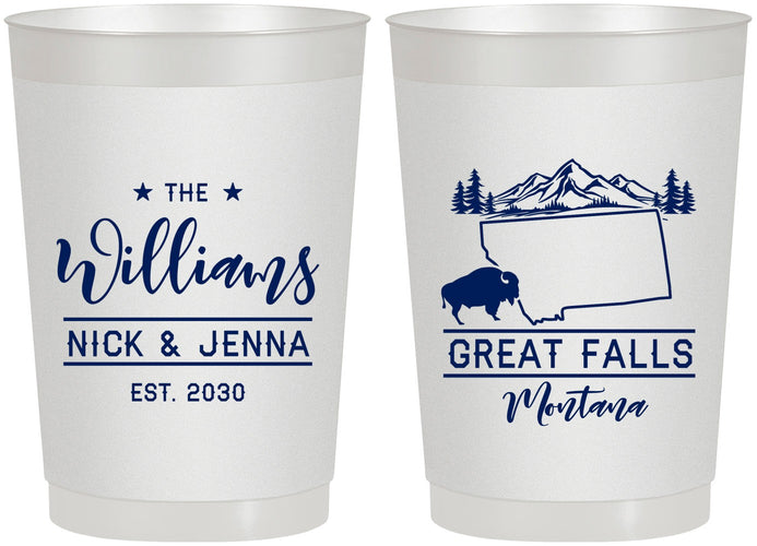 Personalized Wedding 22 oz Frosted Cups - Montana | 175