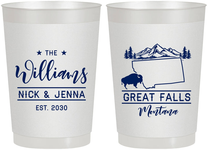 Personalized Wedding 22 oz Frosted Cups - Montana | 175