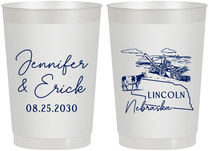 Personalized Wedding 22 oz Frosted Cups - Nebraska | 176