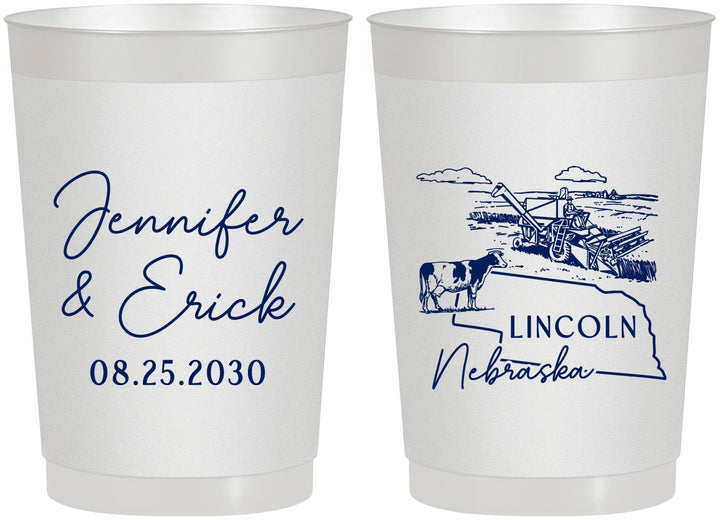 Personalized Wedding 22 oz Frosted Cups - Nebraska | 176