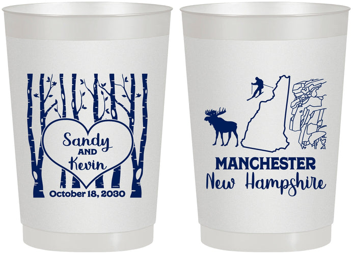 Personalized Wedding 22 oz Frosted Cups - New Hampshire | 178