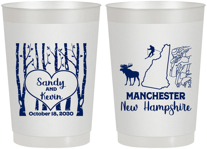 Personalized Wedding 22 oz Frosted Cups - New Hampshire | 178