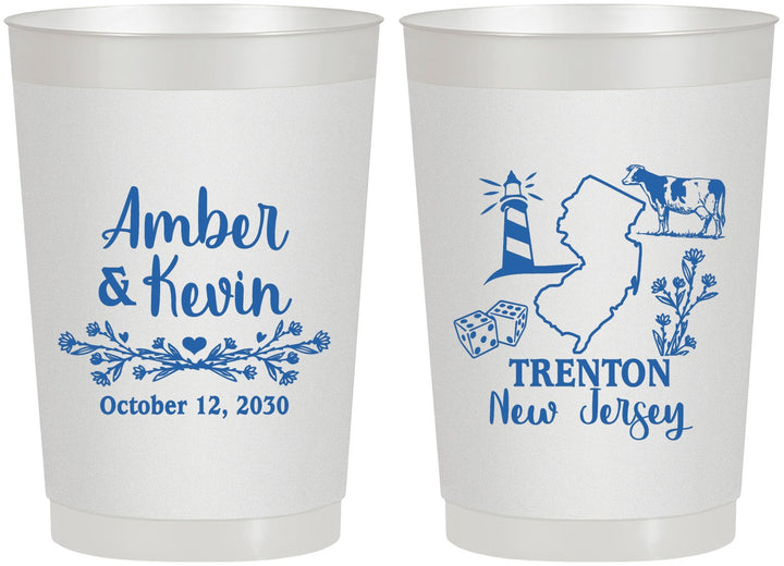 Personalized Wedding 22 oz Frosted Cups - New Jersey | 179