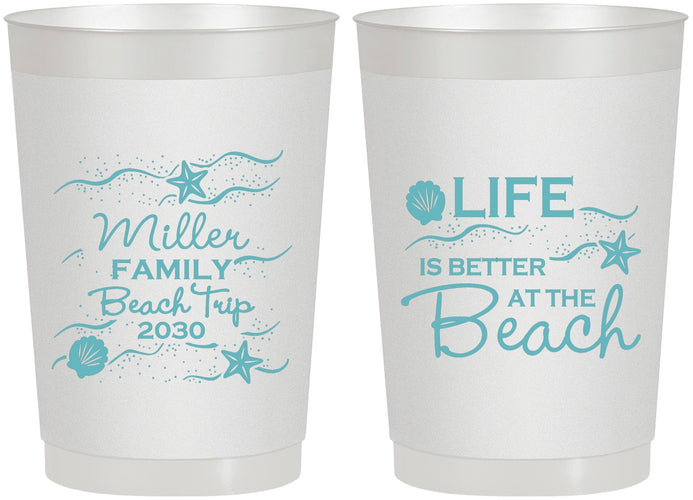 Personalized Family Vacation 22 oz Frosted Cups - Life Is Better At The Beach | 180001