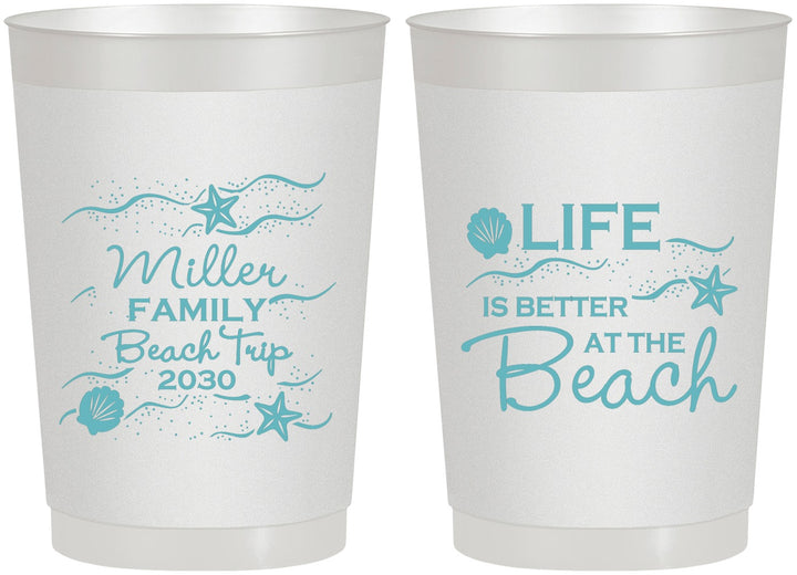 Personalized Family Vacation 22 oz Frosted Cups - Life Is Better At The Beach | 180001