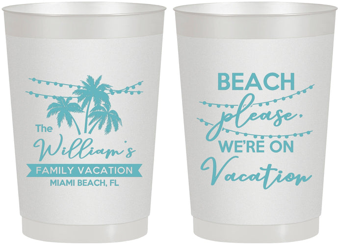 Personalized Family Vacation 22 oz Frosted Cups - Beach Please | 180004