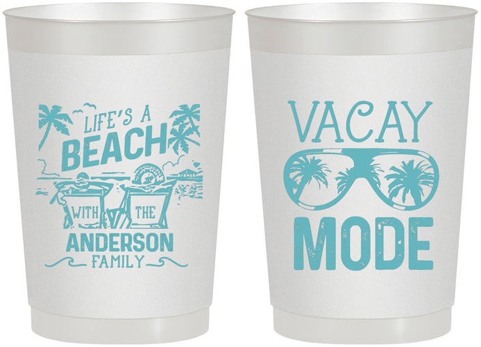 Personalized Family Vacation 22 oz Frosted Cups - Lifes A Beach | 180008