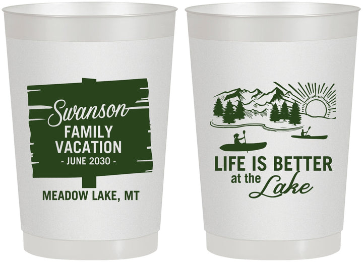 Personalized Family Vacation 22 oz Frosted Cups - Life Is Better At The Lake | 180010